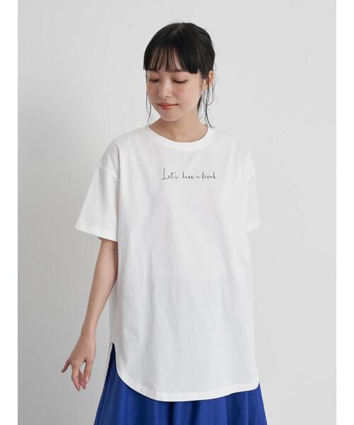 earth music&ecology（アースミュージックアンドエコロジー）の「Let's have a break ビッグチュニック ＊（Tシャツ/カットソー・レディース・オフホワイト・FREE）」の12枚目の写真