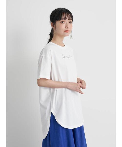 earth music&ecology（アースミュージックアンドエコロジー）の「Let's have a break ビッグチュニック ＊（Tシャツ/カットソー・レディース・オフホワイト・FREE）」の4枚目の写真