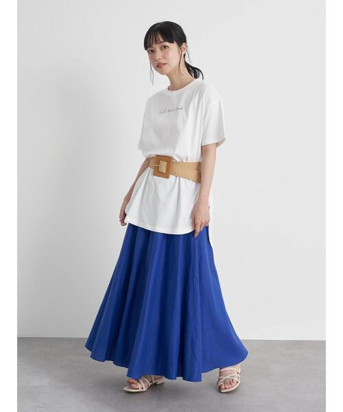 earth music&ecology（アースミュージックアンドエコロジー）の「Let's have a break ビッグチュニック ＊（Tシャツ/カットソー・レディース・オフホワイト・FREE）」の3枚目の写真