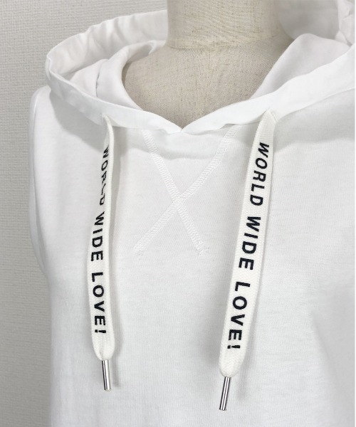 WORLD WIDE LOVE!(ワールドワイドラブ)の「インナーパーカータンク(タンクトップ・レディース・ブラック/グリーン/オフホワイト・1)」の4枚目の写真