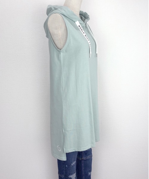 WORLD WIDE LOVE!(ワールドワイドラブ)の「インナーパーカータンク(タンクトップ・レディース・ブラック/グリーン/オフホワイト・1)」の10枚目の写真