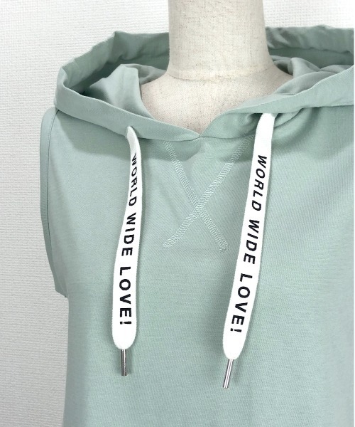 WORLD WIDE LOVE!(ワールドワイドラブ)の「インナーパーカータンク(タンクトップ・レディース・ブラック/グリーン/オフホワイト・1)」の5枚目の写真