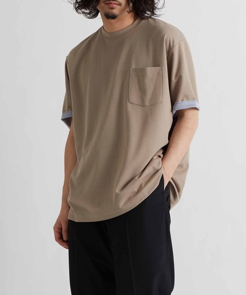 ADAM ET ROPE'（アダムエロペ）の「ハイゲージ シャンブレーニットT（Tシャツ/カットソー・メンズ・グレー系その他/カーキ/ネイビー・M/L/XL）」の2枚目の写真