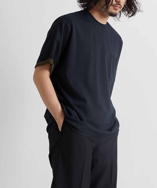 ADAM ET ROPE'（アダムエロペ）の「ハイゲージ シャンブレーニットT（Tシャツ/カットソー・メンズ・グレー系その他/カーキ/ネイビー・M/L/XL）」の3枚目の写真