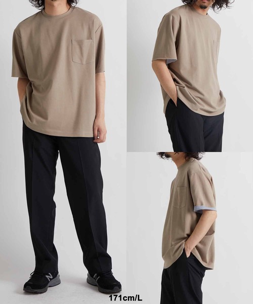 ADAM ET ROPE'（アダムエロペ）の「ハイゲージ シャンブレーニットT（Tシャツ/カットソー・メンズ・グレー系その他/カーキ/ネイビー・M/L/XL）」の5枚目の写真