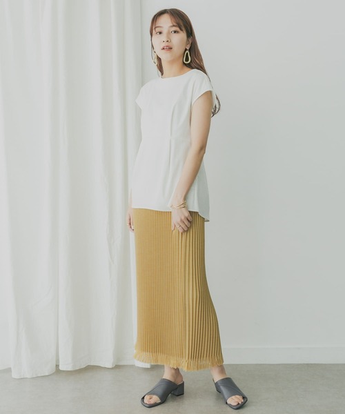 KBF+(ケービーエフプラス)の「KBF+ リネンライクフリンジプリーツスカート(スカート・レディース・パープル系その他/ベージュ系その他・ONE)」の6枚目の写真