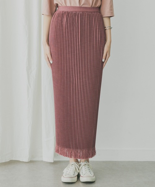 KBF+(ケービーエフプラス)の「KBF+ リネンライクフリンジプリーツスカート(スカート・レディース・パープル系その他/ベージュ系その他・ONE)」の7枚目の写真