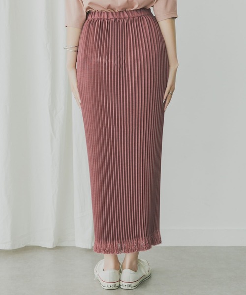 KBF+(ケービーエフプラス)の「KBF+ リネンライクフリンジプリーツスカート(スカート・レディース・パープル系その他/ベージュ系その他・ONE)」の9枚目の写真