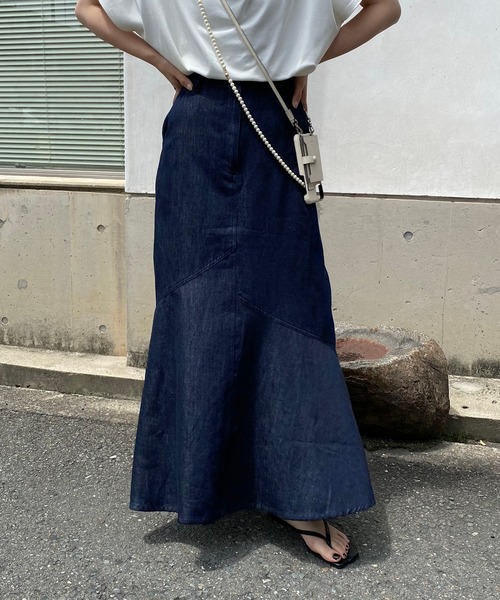 CAPRICIEUX LE'MAGE（カプリシューレマージュ）の「アシメ切替マーメイドスカート（スカート・レディース・ブラック/ネイビー・FREE）」の17枚目の写真