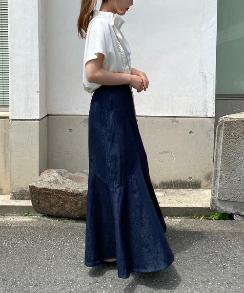 CAPRICIEUX LE'MAGE（カプリシューレマージュ）の「アシメ切替マーメイドスカート（スカート・レディース・ブラック/ネイビー・FREE）」の11枚目の写真