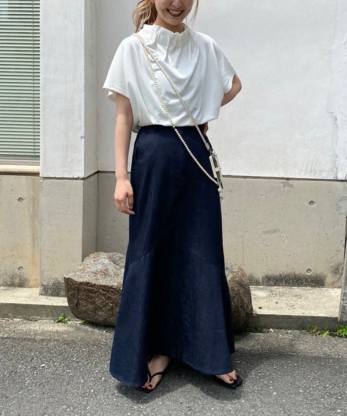 CAPRICIEUX LE'MAGE（カプリシューレマージュ）の「アシメ切替マーメイドスカート（スカート・レディース・ブラック/ネイビー・FREE）」の20枚目の写真