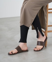 サイドファスナー付きコットンリブレギンス