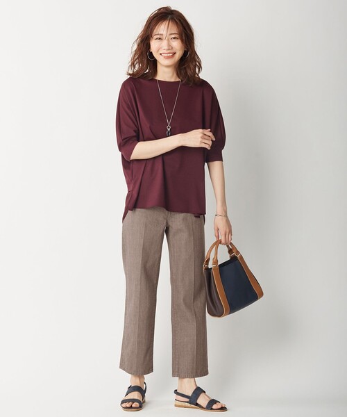 J.PRESS Ladies（J.プレス レディス）の「【洗える】EKIAN ポンチジャージー カットソー（Tシャツ/カットソー・レディース・グレー系/ネイビー系/ワイン系/スモーキーグリーン系・SMALL）」の13枚目の写真