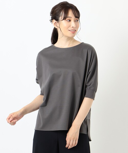 J.PRESS Ladies（J.プレス レディス）の「【洗える】EKIAN ポンチジャージー カットソー（Tシャツ/カットソー・レディース・グレー系/ネイビー系/ワイン系/スモーキーグリーン系・SMALL）」の15枚目の写真