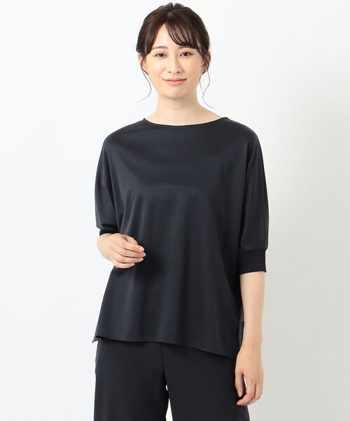 J.PRESS Ladies（J.プレス レディス）の「【洗える】EKIAN ポンチジャージー カットソー（Tシャツ/カットソー・レディース・グレー系/ネイビー系/ワイン系/スモーキーグリーン系・SMALL）」の7枚目の写真