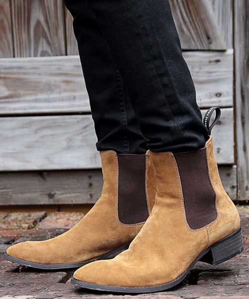 RATTLE TRAP(ラトルトラップ)の「スエードサイドゴアヒールブーツ(ブーツ・メンズ・ブラック/ベージュ・L/M/S)」の2枚目の写真