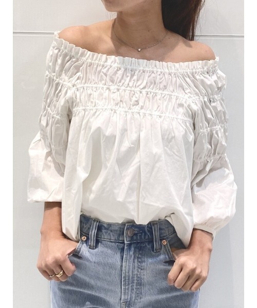 GAP(ギャップ)の「七分袖 ルーシュトップス(シャツ/ブラウス・レディース・ホワイト/キャメル・L/S/XXS/XS/M)」の17枚目の写真