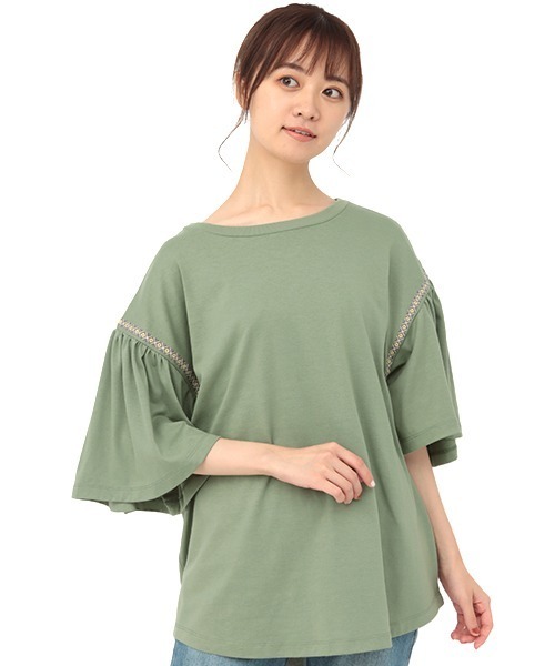 チチカカ（チチカカ）の「袖ライン刺繍トップス（Tシャツ/カットソー・レディース・ブラック/オフホワイト/カーキ・FREE）」の19枚目の写真