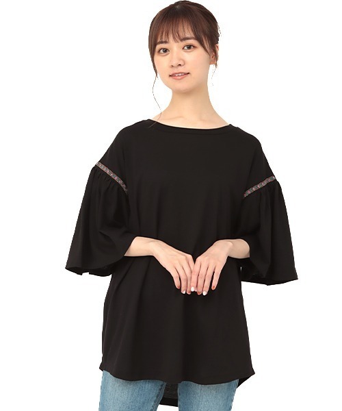 チチカカ（チチカカ）の「袖ライン刺繍トップス（Tシャツ/カットソー・レディース・ブラック/オフホワイト/カーキ・FREE）」の11枚目の写真