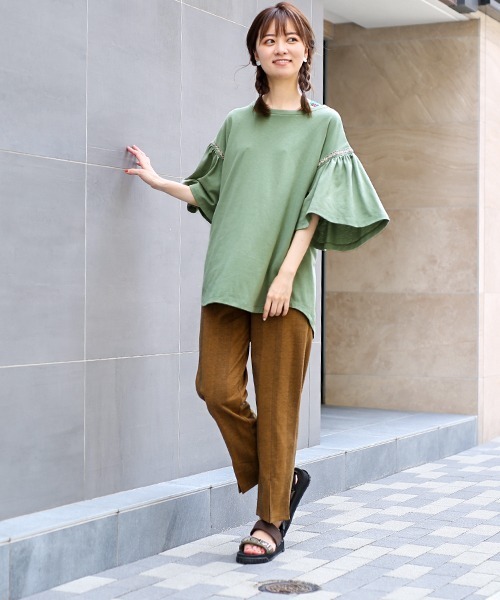 チチカカ（チチカカ）の「袖ライン刺繍トップス（Tシャツ/カットソー・レディース・ブラック/オフホワイト/カーキ・FREE）」の21枚目の写真