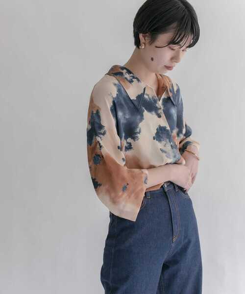 KBF（ケイビーエフ）の「ペイントプリントシャツ（シャツ/ブラウス・レディース・ベージュ/ブラウン/ピンク・ONE）」の4枚目の写真