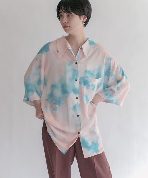 KBF（ケイビーエフ）の「ペイントプリントシャツ（シャツ/ブラウス・レディース・ベージュ/ブラウン/ピンク・ONE）」の7枚目の写真