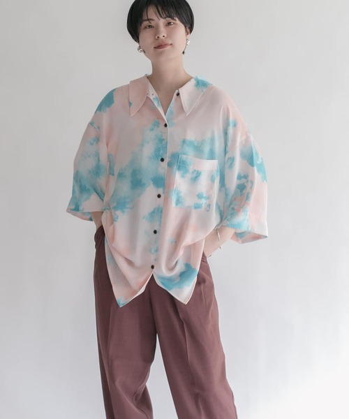 KBF（ケイビーエフ）の「ペイントプリントシャツ（シャツ/ブラウス・レディース・ベージュ/ブラウン/ピンク・ONE）」の8枚目の写真