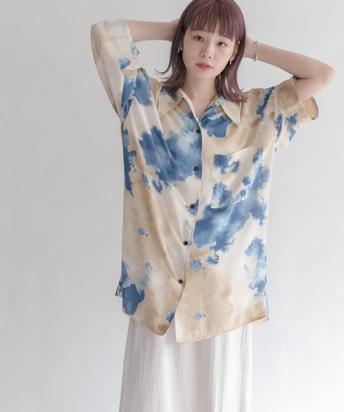 KBF（ケイビーエフ）の「ペイントプリントシャツ（シャツ/ブラウス・レディース・ベージュ/ブラウン/ピンク・ONE）」の10枚目の写真