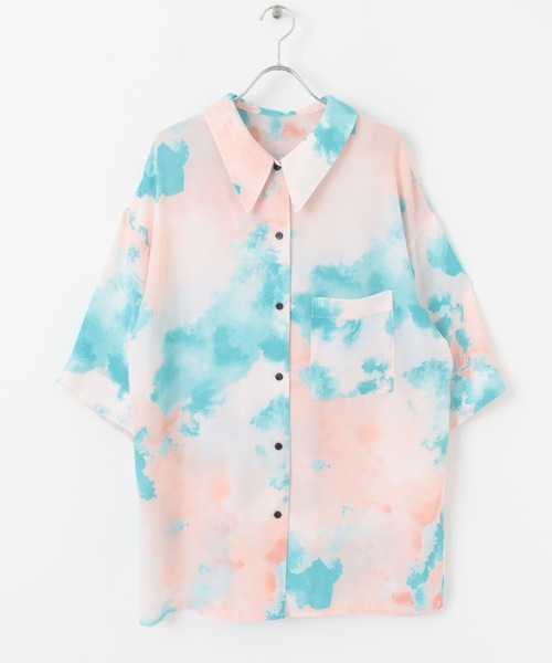 KBF（ケイビーエフ）の「ペイントプリントシャツ（シャツ/ブラウス・レディース・ベージュ/ブラウン/ピンク・ONE）」の16枚目の写真