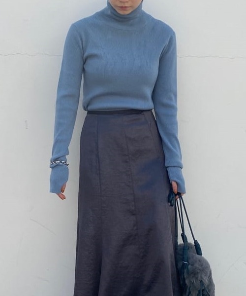 Mila Owen（ミラオーウェン）の「タートルネックリブニット（ニット/セーター・レディース・グレー/アイボリー/ブルー/ライム/ブラック/その他/ラベンダー・1/0）」の5枚目の写真