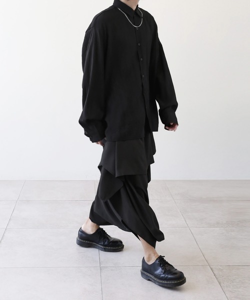 minsobi(ミンソビ)の「スカート風ワイドパンツ イージーパンツ メンズスカートパンツ(その他パンツ・メンズ・ブラック・FREE)」の7枚目の写真