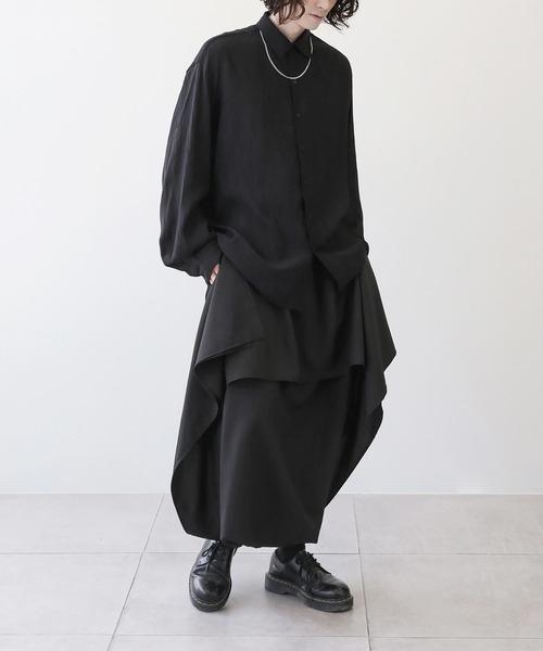 minsobi(ミンソビ)の「スカート風ワイドパンツ イージーパンツ メンズスカートパンツ(その他パンツ・メンズ・ブラック・FREE)」の12枚目の写真