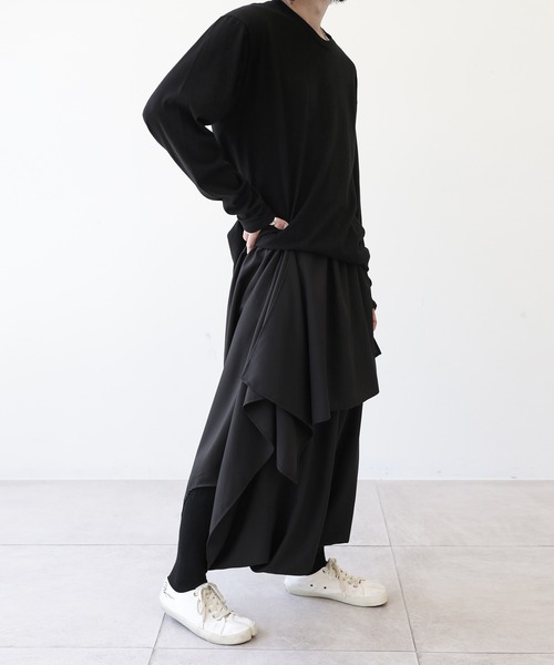 minsobi(ミンソビ)の「スカート風ワイドパンツ イージーパンツ メンズスカートパンツ(その他パンツ・メンズ・ブラック・FREE)」の6枚目の写真