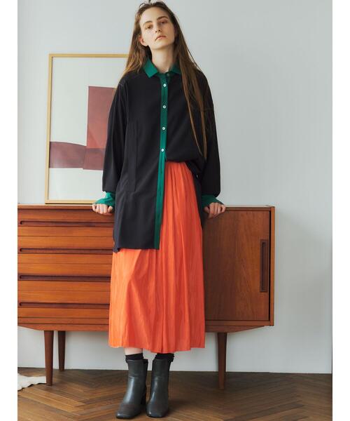 Editt by YECCA VECCA（エディットバイイェッカヴェッカ）の「ギャザーロングスカート　＊（スカート・レディース・ブラック/レッド/カーキ/イエロー/ライトベージュ・FREE）」の7枚目の写真