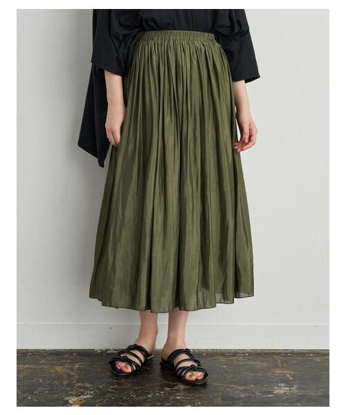 Editt by YECCA VECCA（エディットバイイェッカヴェッカ）の「ギャザーロングスカート　＊（スカート・レディース・ブラック/レッド/カーキ/イエロー/ライトベージュ・FREE）」の10枚目の写真