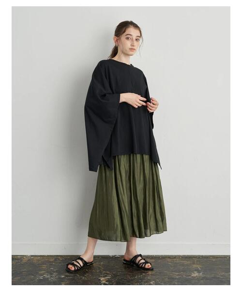 Editt by YECCA VECCA（エディットバイイェッカヴェッカ）の「ギャザーロングスカート　＊（スカート・レディース・ブラック/レッド/カーキ/イエロー/ライトベージュ・FREE）」の21枚目の写真