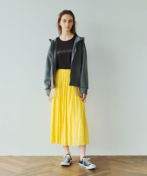 Editt by YECCA VECCA（エディットバイイェッカヴェッカ）の「ギャザーロングスカート　＊（スカート・レディース・ブラック/レッド/カーキ/イエロー/ライトベージュ・FREE）」の4枚目の写真
