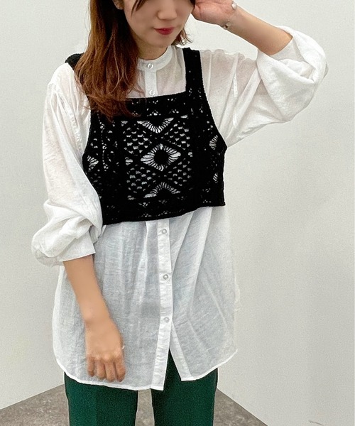apres jour mignon(アプレジュールミニョン)の「かぎ針ライクビスチェ【ZOZOTOWN限定アイテム】(ベスト・レディース・ナチュラル/ブラック/オレンジ/グリーン・フリー)」の5枚目の写真