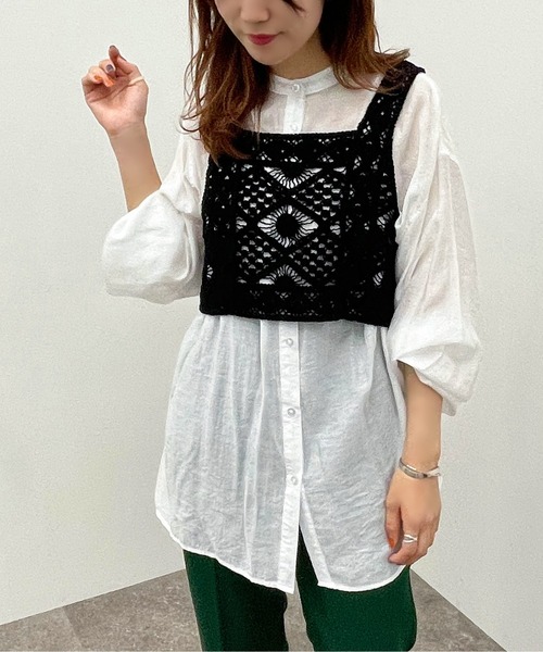 apres jour mignon(アプレジュールミニョン)の「かぎ針ライクビスチェ【ZOZOTOWN限定アイテム】(ベスト・レディース・ナチュラル/ブラック/オレンジ/グリーン・フリー)」の6枚目の写真