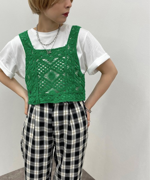 apres jour mignon(アプレジュールミニョン)の「かぎ針ライクビスチェ【ZOZOTOWN限定アイテム】(ベスト・レディース・ナチュラル/ブラック/オレンジ/グリーン・フリー)」の22枚目の写真