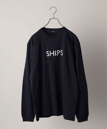 【WEB限定】SHIPS: エンブロイダリー SHIPS ロゴ Tシャツ (ロンT) 21FW
