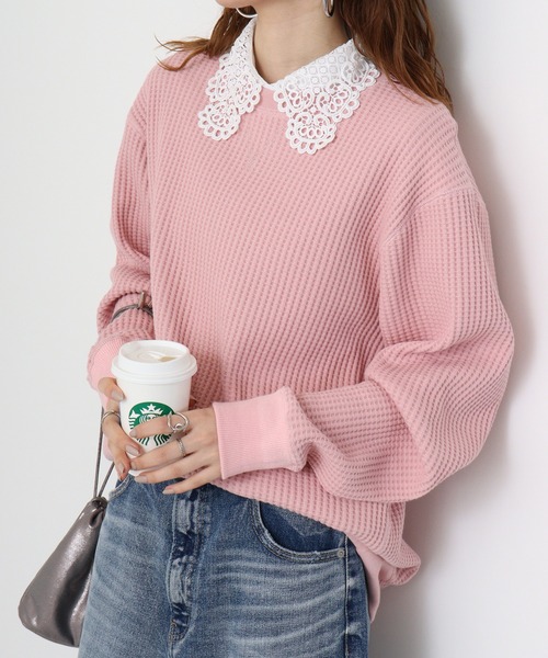 JEMORGAN(ジェーイーモーガン)の「JEMORGAN ビッグワッフル クルーネック(Tシャツ/カットソー・レディース・ブラック/オフホワイト/杢グレー/カーキ/ベージュ/ネイビー/マスタード/チャコール/スモークピンク/ミント/サックスブルー/ブルー/ダークオレンジ/ブルーグリーン/ブラック×グレー/ホワイト×ネイビー/モカ/オートミール/パープル/グリーン/オレンジ/ブラウン・L/S/M/XL)」の20枚目の写真