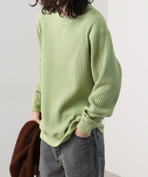 JEMORGAN(ジェーイーモーガン)の「JEMORGAN ビッグワッフル クルーネック(Tシャツ/カットソー・レディース・ブラック/オフホワイト/杢グレー/カーキ/ベージュ/ネイビー/マスタード/チャコール/スモークピンク/ミント/サックスブルー/ブルー/ダークオレンジ/ブルーグリーン/ブラック×グレー/ホワイト×ネイビー/モカ/オートミール/パープル/グリーン/オレンジ/ブラウン・L/S/M/XL)」の13枚目の写真