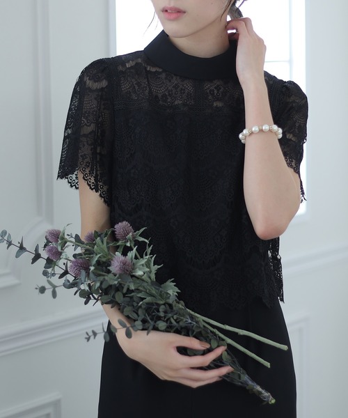 PourVous(プールヴー)の「ワイド ルーズ フォーマル お呼ばれ ロング丈&結婚式 レース トップス オールインワン パーティー パンツドレス オケージョンドレス 七五三 ママ お宮参り 学校行事 二次会 成人式 (パンツドレス・レディース・ライトブルー/ブラック/ネイビー・M)」の9枚目の写真