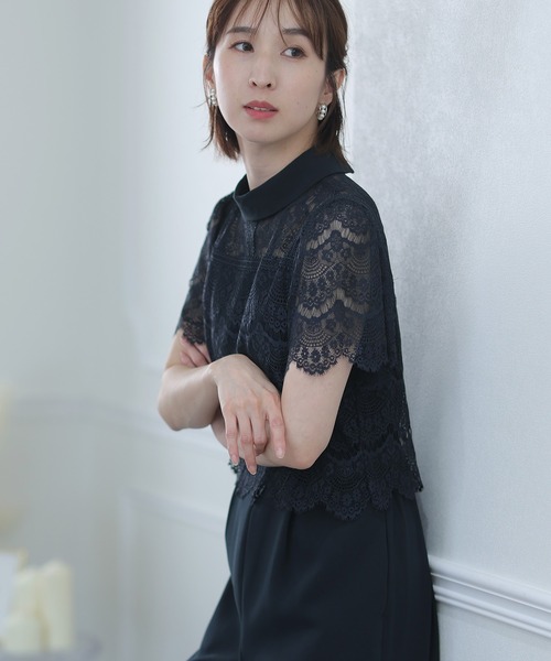 PourVous(プールヴー)の「ワイド ルーズ フォーマル お呼ばれ ロング丈&結婚式 レース トップス オールインワン パーティー パンツドレス オケージョンドレス 七五三 ママ お宮参り 学校行事 二次会 成人式 (パンツドレス・レディース・ライトブルー/ブラック/ネイビー・M)」の22枚目の写真