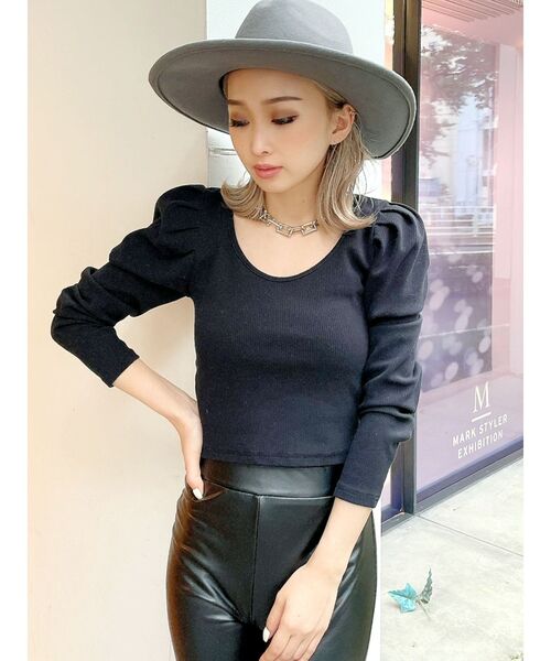 GYDA(ジェイダ)の「パフスリーブ TOPS(Tシャツ/カットソー・レディース・オフホワイト/ブラック・FREE)」の17枚目の写真