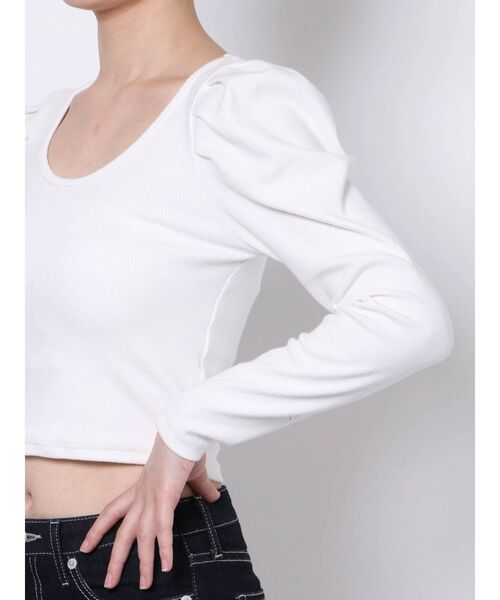 GYDA(ジェイダ)の「パフスリーブ TOPS(Tシャツ/カットソー・レディース・オフホワイト/ブラック・FREE)」の10枚目の写真