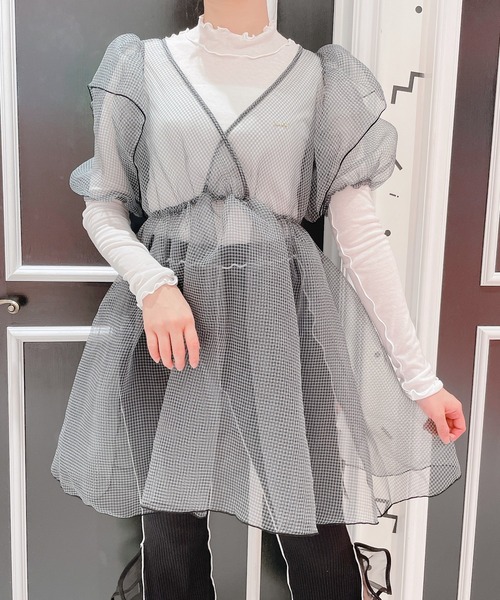 lilLilly(リルリリー)の「シースルーハイネックトップス(Tシャツ/カットソー・レディース・ホワイト/ブラック/ピンク/ブルー・FREE)」の17枚目の写真