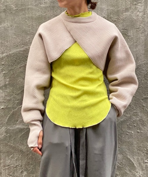 Toironier（トワロニエ）の「Toironier(トワロニエ) 2way bolero ボレロ（ニット/セーター・レディース・チャコールグレー/ライトグレー・FREE）」の2枚目の写真