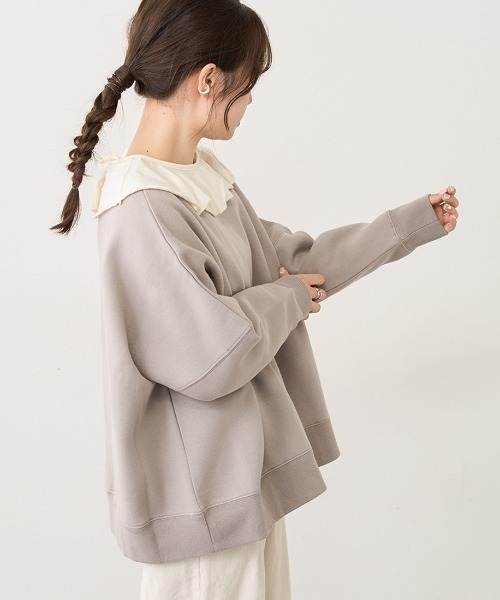 PUAL CE CIN（ピュアルセシン）の「裏起毛プルオーバー（スウェット・レディース・キャメル/モカ/グレイッシュベージュ/ブラウン/ブラック/オフホワイト・FREE）」の5枚目の写真